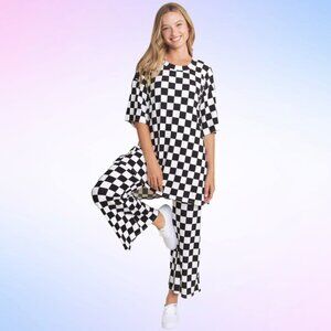 Lex Ribbed Playsuit in Black + White Checkerboard